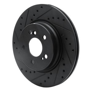 Mercedes-Benz 600SL Brake Rotor (1) - Rear Left - R1 Concepts - Drilled & Slotted - Black - `93-`02